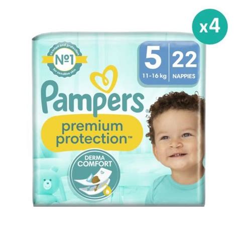 Pack 4x22 Couches Pampers Premium Protection Taille 5 Blanc 11kg à