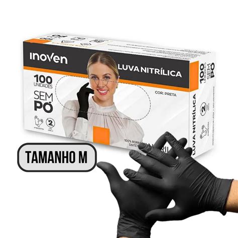 Luva Nitrilica Sem Pó Inoven Cx 100 Preta Média Norton