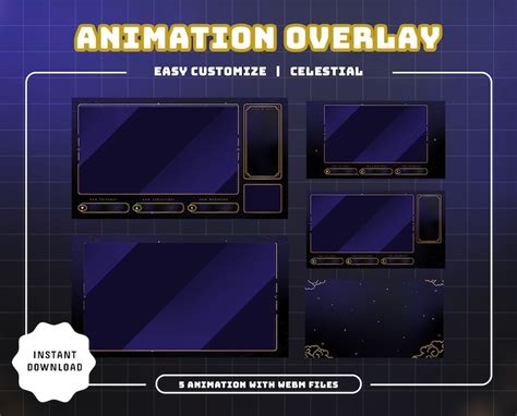 Celestial Animated Stream Package Dark Blue Theme Twitch Etsy