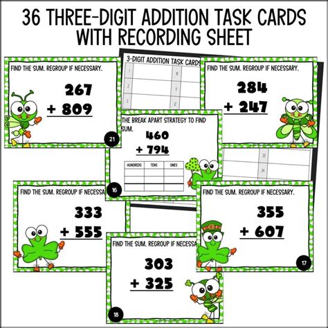 St Patrick S Day Digit Addition Task Cards Curious Classroom