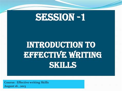 Introduction To Effective Writing Skills Ppt Download