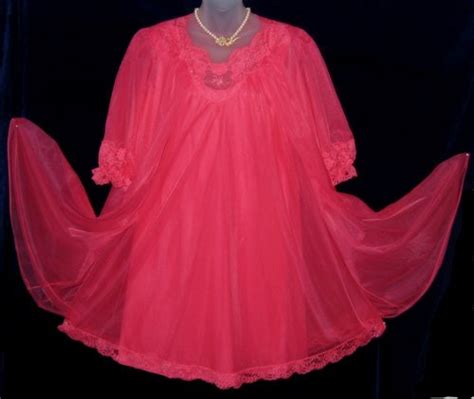 Vanity Fair Hot Pink Peignoir Babydoll At Classy Option Hot Red Baby Doll Nightgown Robe