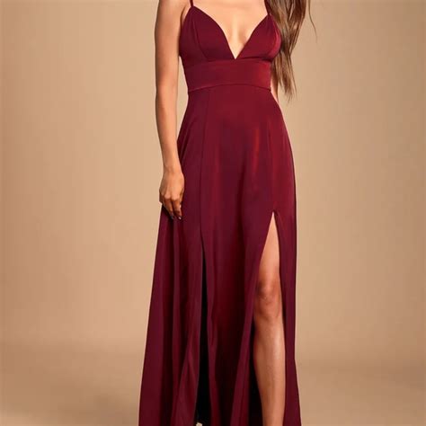 Lulus Dresses Lulus Dreaming Of Love Wine Red Satin Maxi Dress Nwt