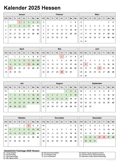 Kalender Hessen Kostenlos Ferien Bersicht Feiertage Pdf