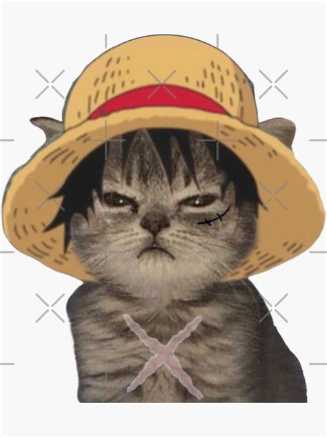 Cute Luffy Cat Sticker For Sale By Acestyledesigns Redbubble