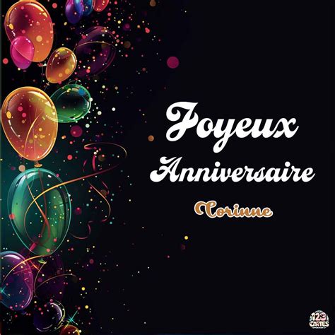 Ballons Minuit Avec Le Texte Joyeux Anniversaire Corinne Cartes