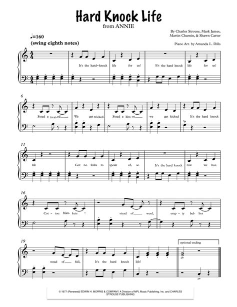 It S The Hard Knock Life By Martin Charnin Piano Method Digital Sheet Music Sheet Music Plus