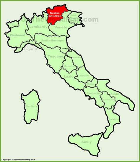 Trentino-Alto Adige location on the Italy map - Ontheworldmap.com