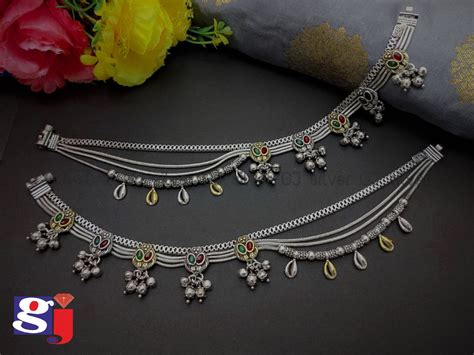 Silver Antique Oxidised Payal Design Latest Silver Jewellery Design