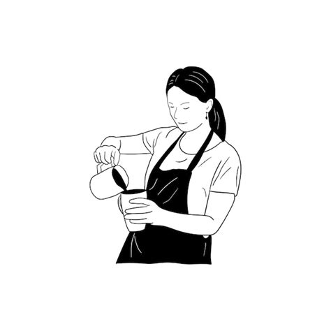 Premium Vector Vector Illustration Of Barista Pouring Coffee