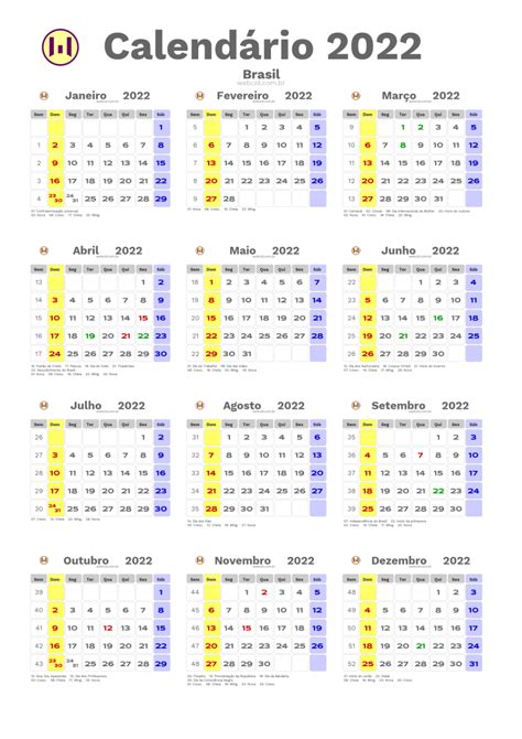 Calendário 2022 Brasil feriados e fases da lua Formosa Periodic