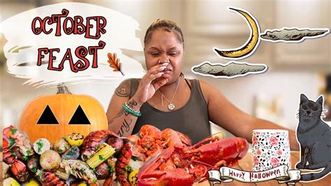 SEAFOOD MUKBANG OCTOBER FEAST HUMONGOUS LOBSTER SHRIMP SCALLOPS