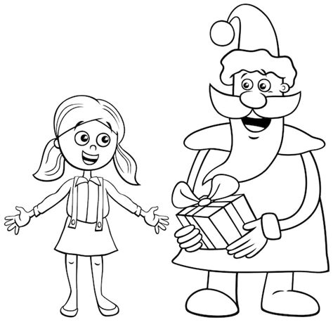 Desenho De Papai Noel Dos Desenhos Animados Dando Um Presente Para