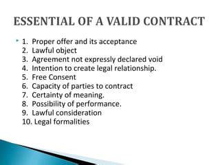 Essential Elements Of A Valid Contract L Ppt