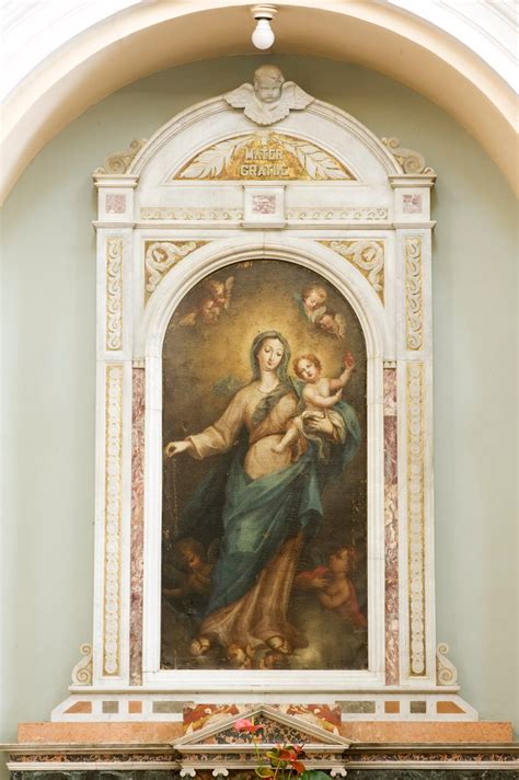 Bottega Siciliana Sec XVIII Dipinto Della Madonna Del Rosario E