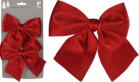 Kerst Kerststrik Strik Velvet Set Van 2 Rood Bol