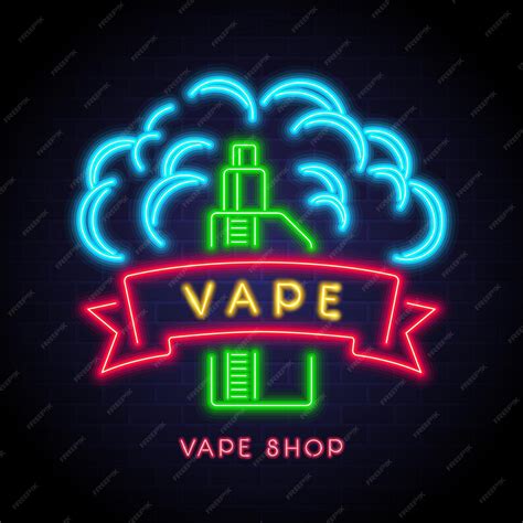 Premium Vector Vape Shop Logo With Neon Light Bright Illustration