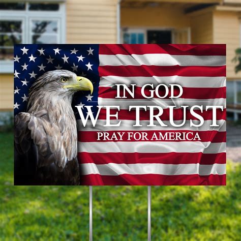 Us Flag With Eagle In God We Trust Yard Sign Single Or Etsy Uk