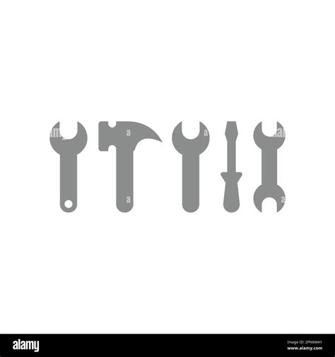 Hamer Wrench And Screwdriver Tool Vector Icon Set Settings Under