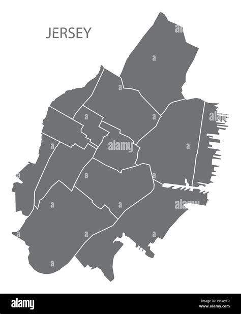 Jersey New Jersey City Map With Neighborhoods Grey Illustration