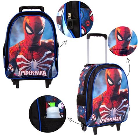 Kit Mochila Infantil Rodinhas Homem Aranha Spider Man 3D em Promoção na