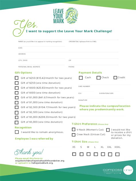 Fillable Online Compass Leave Your Mark Donation Forms Fax Email Print