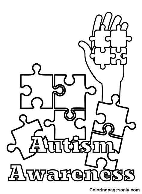 World Autism Awareness Ribbon Coloring Pages Autism Awareness