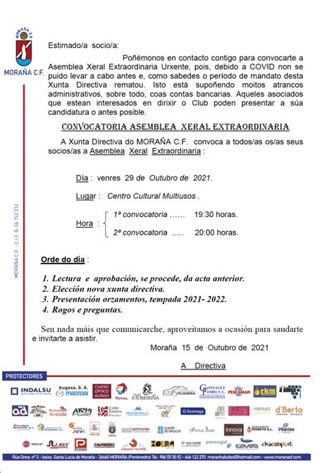 Convocatoria Asemblea Xeral Extraordinaria