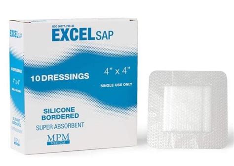 Mpm Mp00790 Excel Sap Super Absorbent Dressing With Silicone Border 4 X 4 Medical Mega