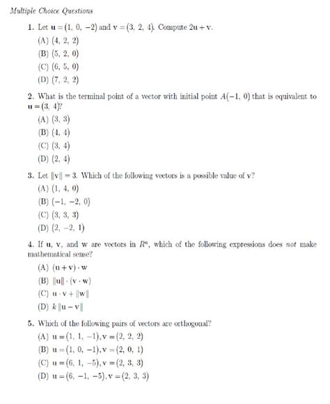 Solved Let U 1 0 2 And V 3 2 4 Compute 2u V