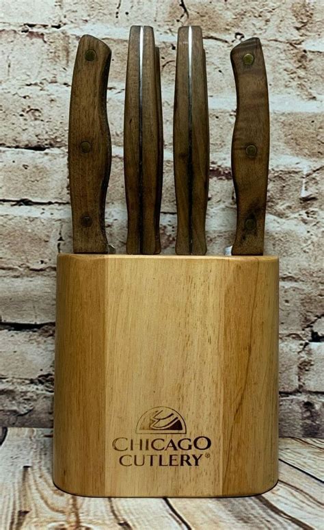 Chicago Cutlery Piece Steak Knife Set Oval Shaped Wood Block Triple