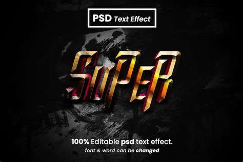 Efeito De Texto Edit Vel Super D Psd Premium