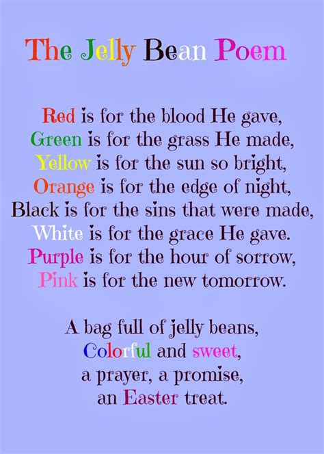 Jelly Bean Poem For Easter Printable Printable Templates