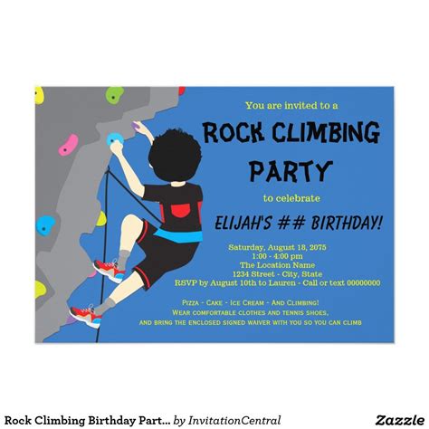 Create Your Own Invitation Zazzle Rock Climbing Birthday Party