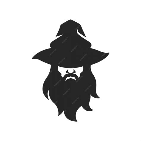 Premium Vector Wizard Warlock Man Face With Hat Beard