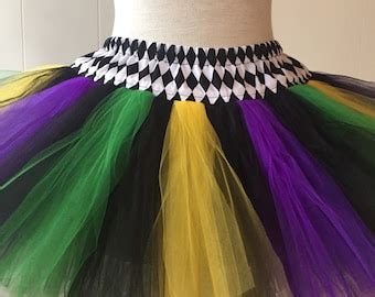 Mardi Gras Adult Tutu Knee Length Tulle Skirt Poofy Yellow Green Purple