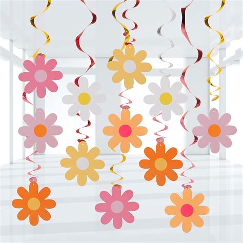 72pcs Daisy Flower Hanging Swirls Colorful Cutouts Daisy