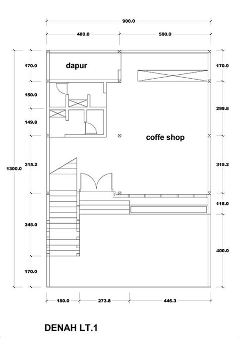 Denah Lantai Desain Kantor Modern Minimalis Dengan Coffee Shop