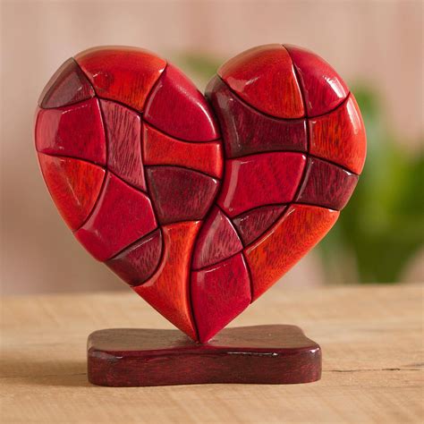 Wood Heart Sculpture Statuette Hand Carved In Peru Heart Of Love Novica