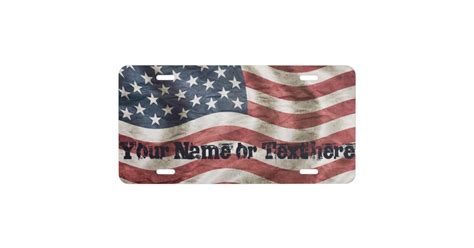 Patriotic Custom Vintage American Flag License Plate | Zazzle