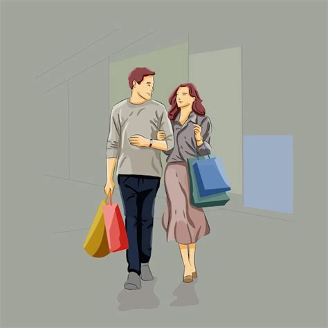 Homem E Mulher Fazendo Compras Juntos No Shopping Comprando Mercadorias