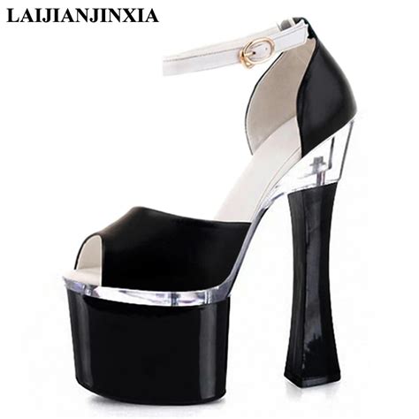 Laijianjinxia Sexy Strap Spring Womens 20cm Square High Heels Pole