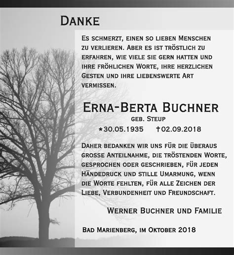 Traueranzeigen Von Erna Berta Buchner Rz Trauer De