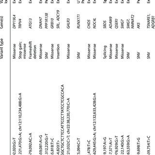 Candidate Variants In Putative ASD Genes Identified In Affected