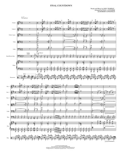 Final Countdown Sheet Music Cello