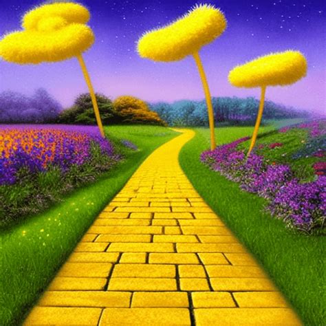 The Yellow Brick Road A Thomas Kincade Graphic · Creative Fabrica