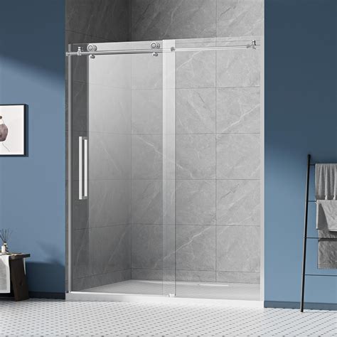 Botwinkle Frameless Sliding Shower Door, 55" W x 75" H, Frameless Glass
