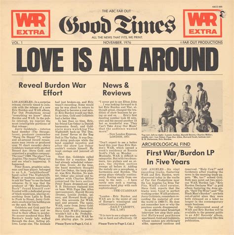 War Feat Eric Burdon Love Is All Around Album Art Fonts In Use