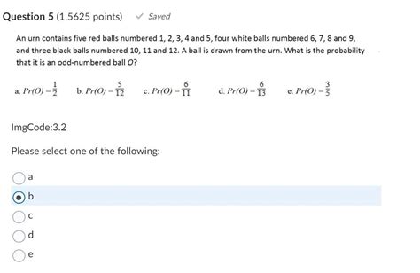 Solved An Urn Contains Five Red Balls Numbered 1 2 3 4 And 5 Chegg