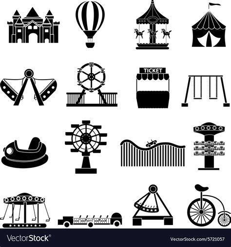 Amusement Park Icons Set Royalty Free Vector Image